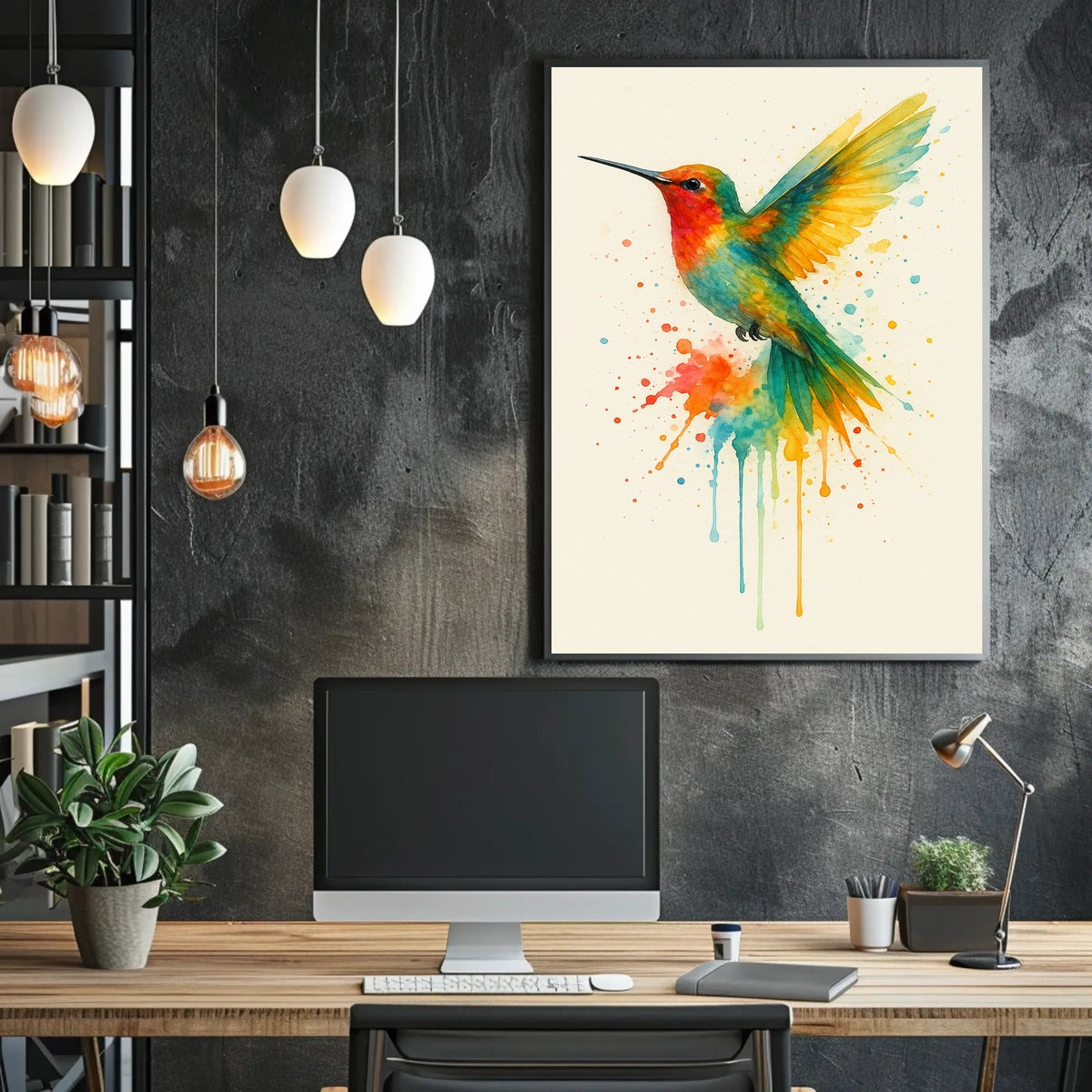 Vibrant Hummingbird Splash Poster