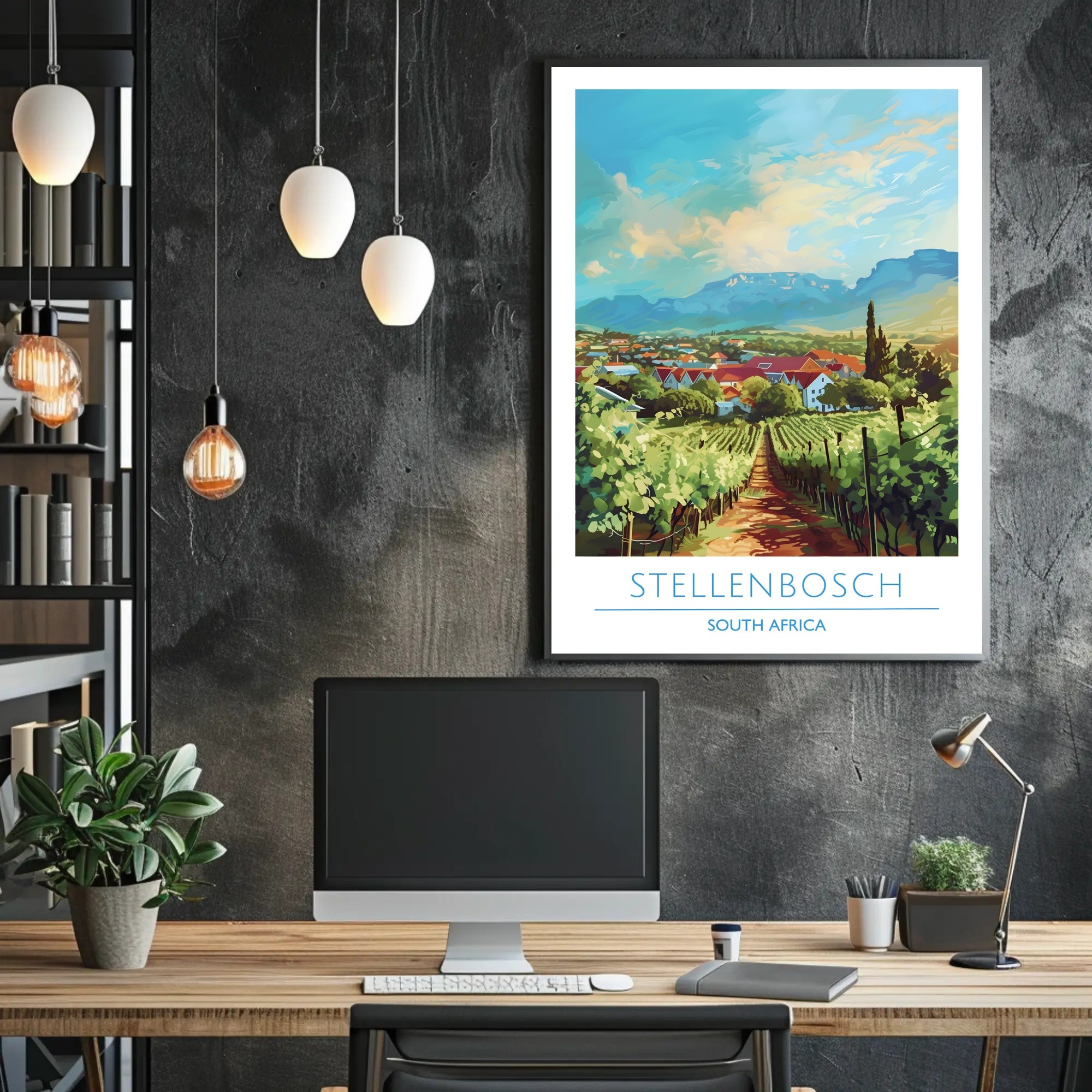 Stellenbosch Vineyard Tranquility: Scenic Travel Poster