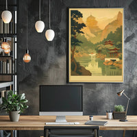 Serene Mountain Temple Poster