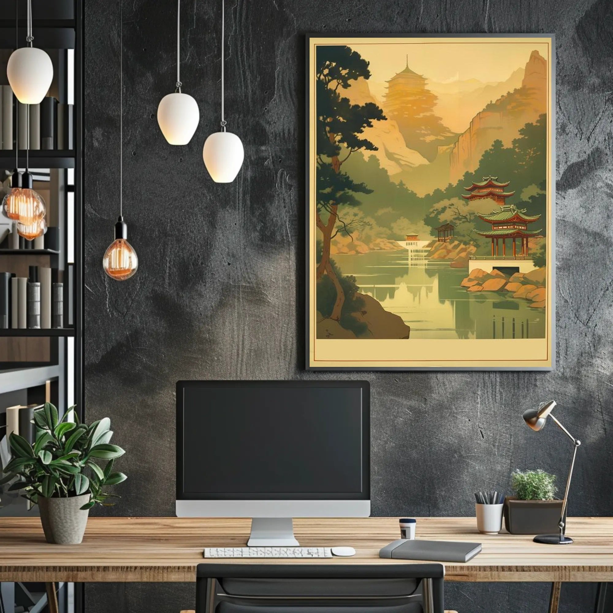 Serene Mountain Temple Poster