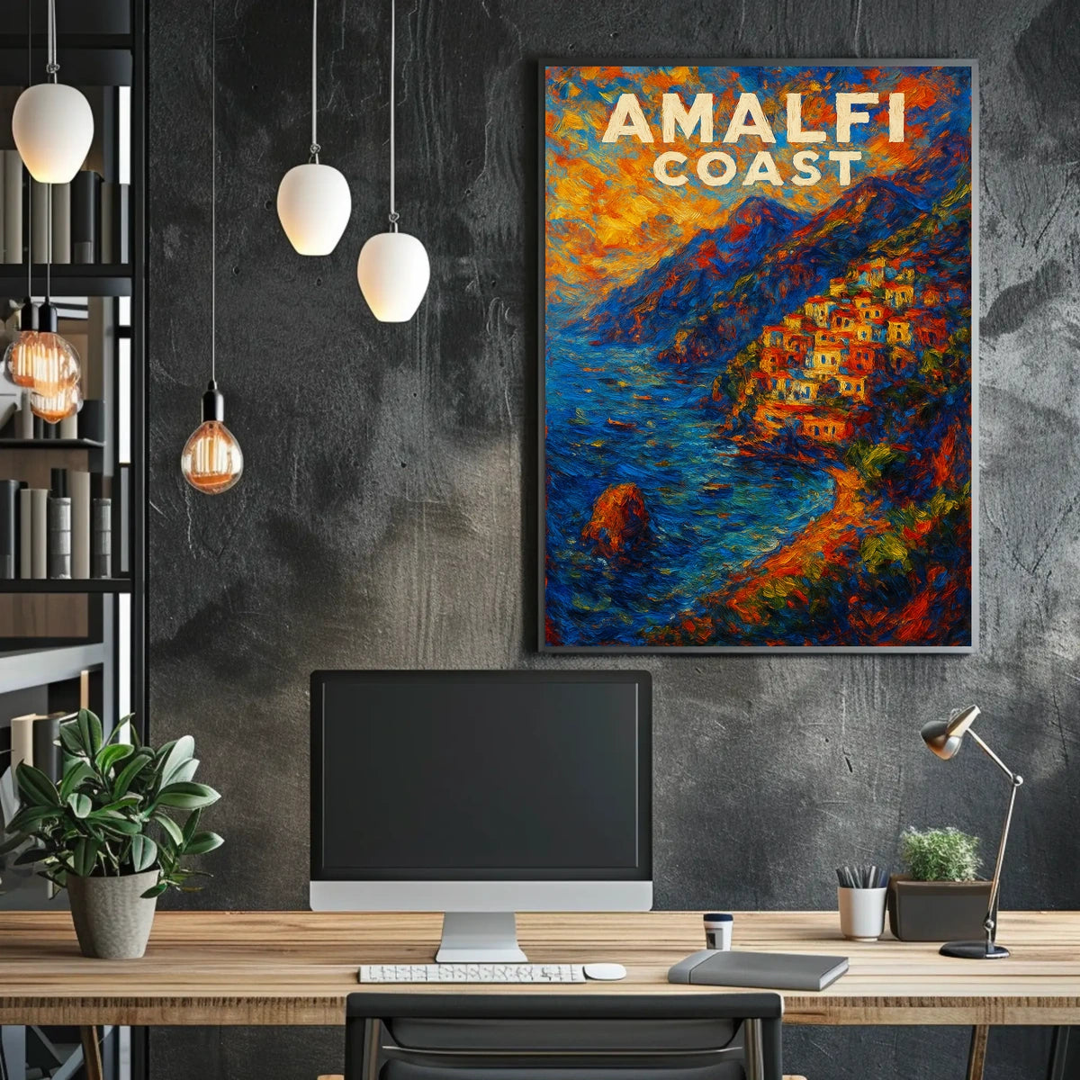 Amalfi Coast Poster Wall Art Print 18x24 Coastal Decor