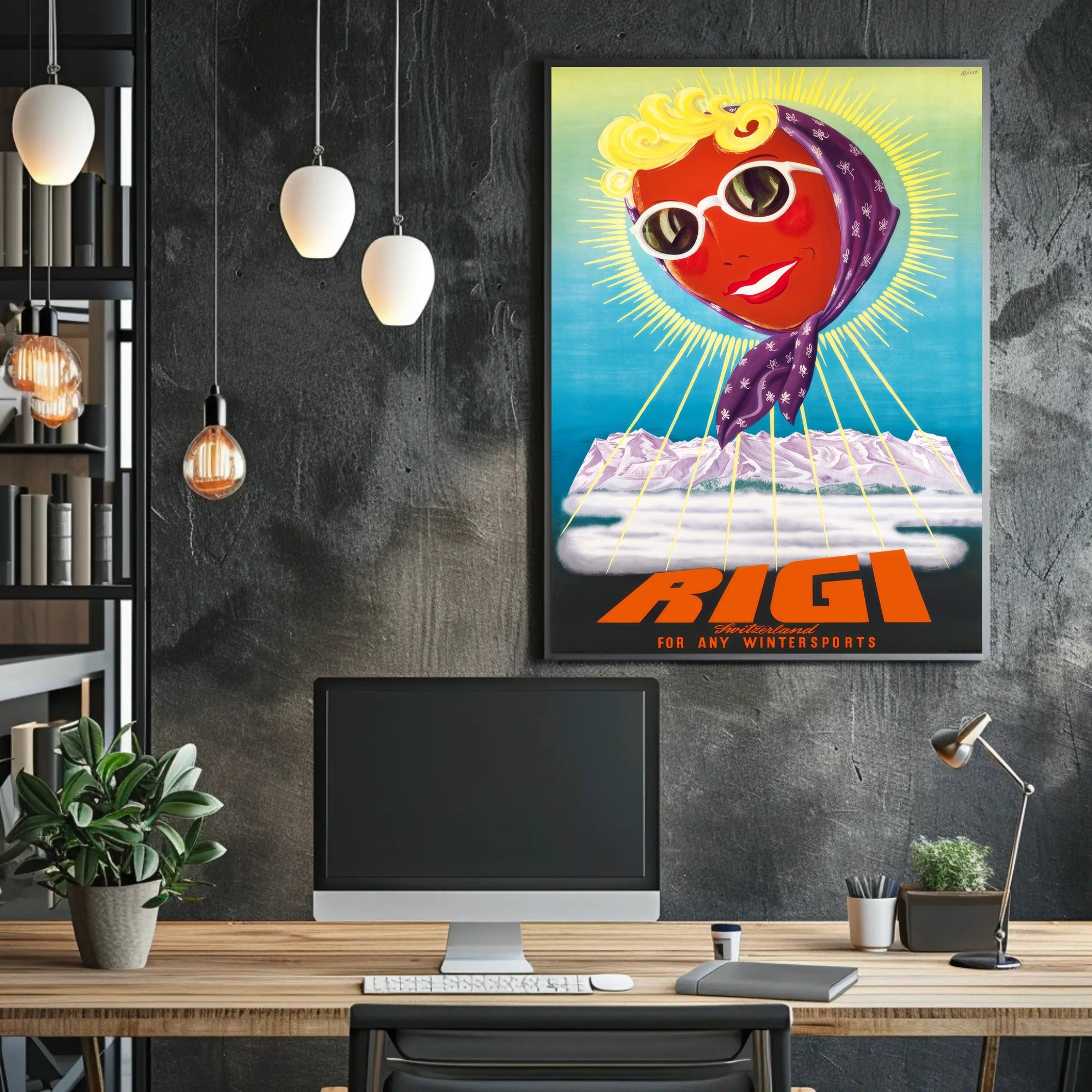 Rigi Switzerland Winter Adventure Retro Travel Poster PosterGoat