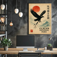 Vintage Glacier Park Poster with Japanese Artistic Flair