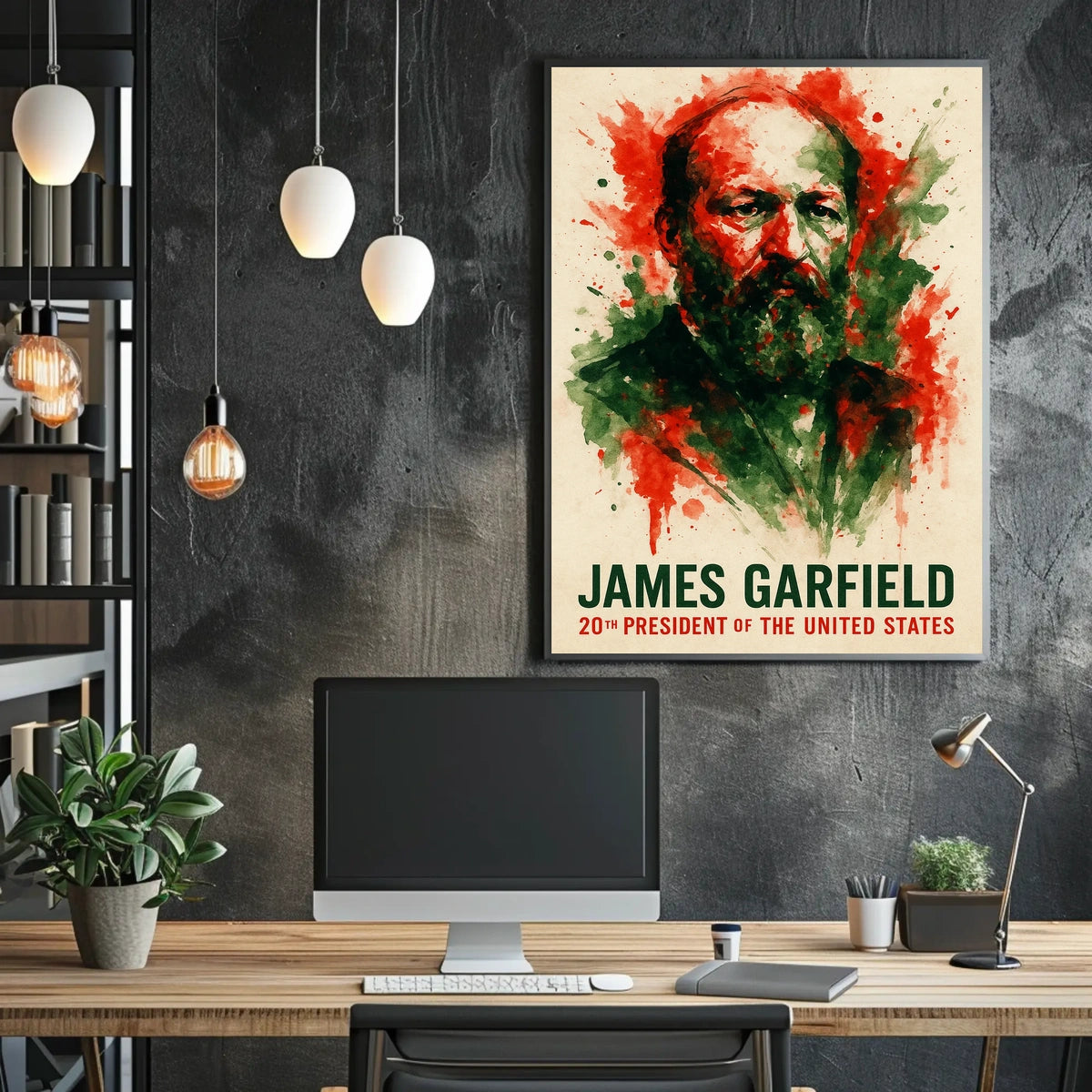 James Garfield Abstract Watercolor Portrait Historical Poster