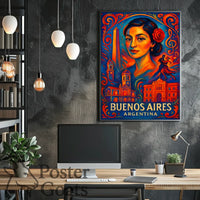Buenos Aires Tango Art Deco Vintage Travel Poster