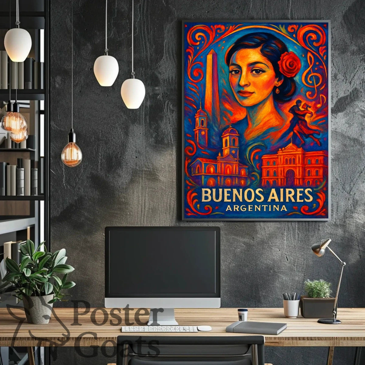 Buenos Aires Tango Art Deco Vintage Travel Poster