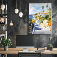 Coastal Mediterranean Scene Poster PosterGoat