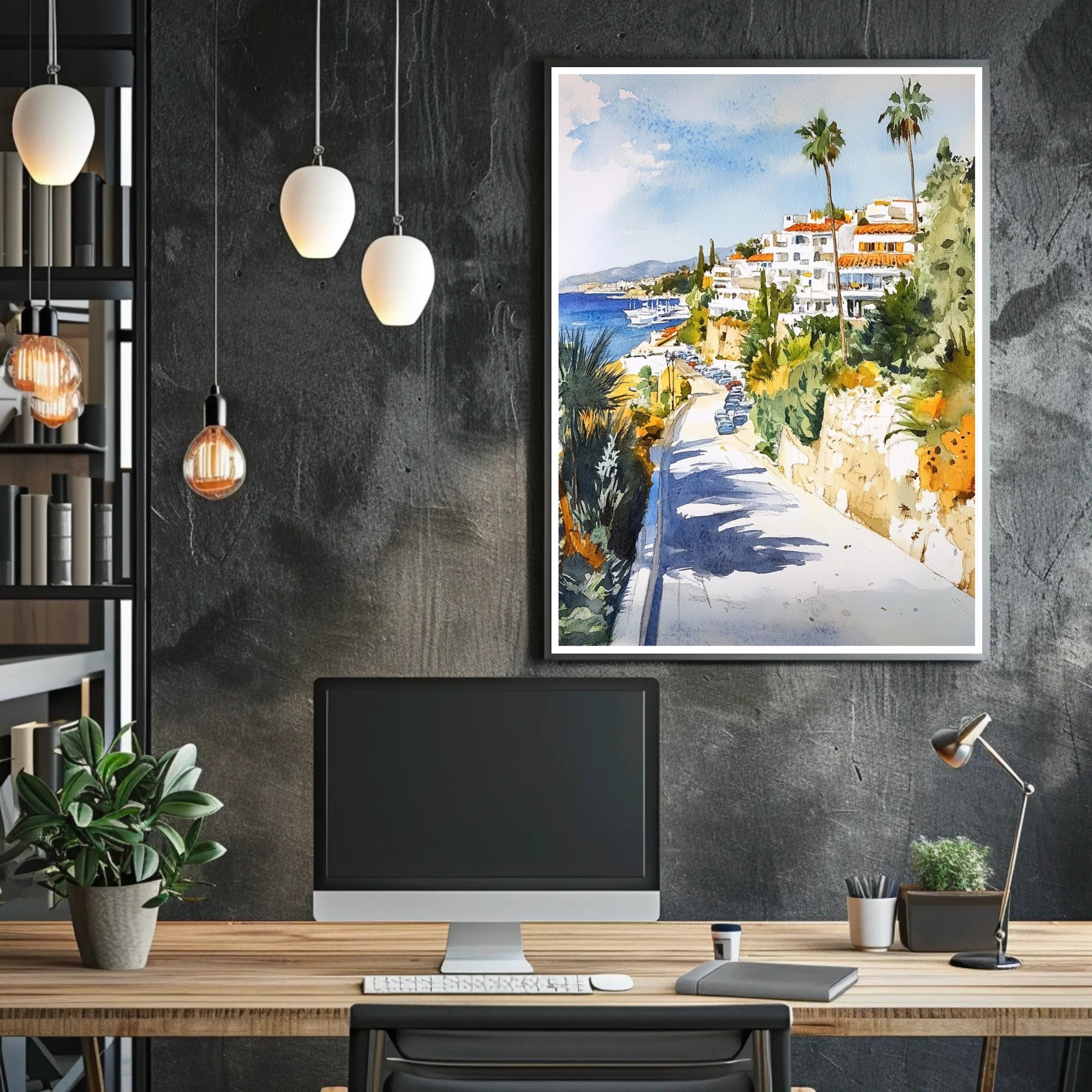 Coastal Mediterranean Scene Poster PosterGoat