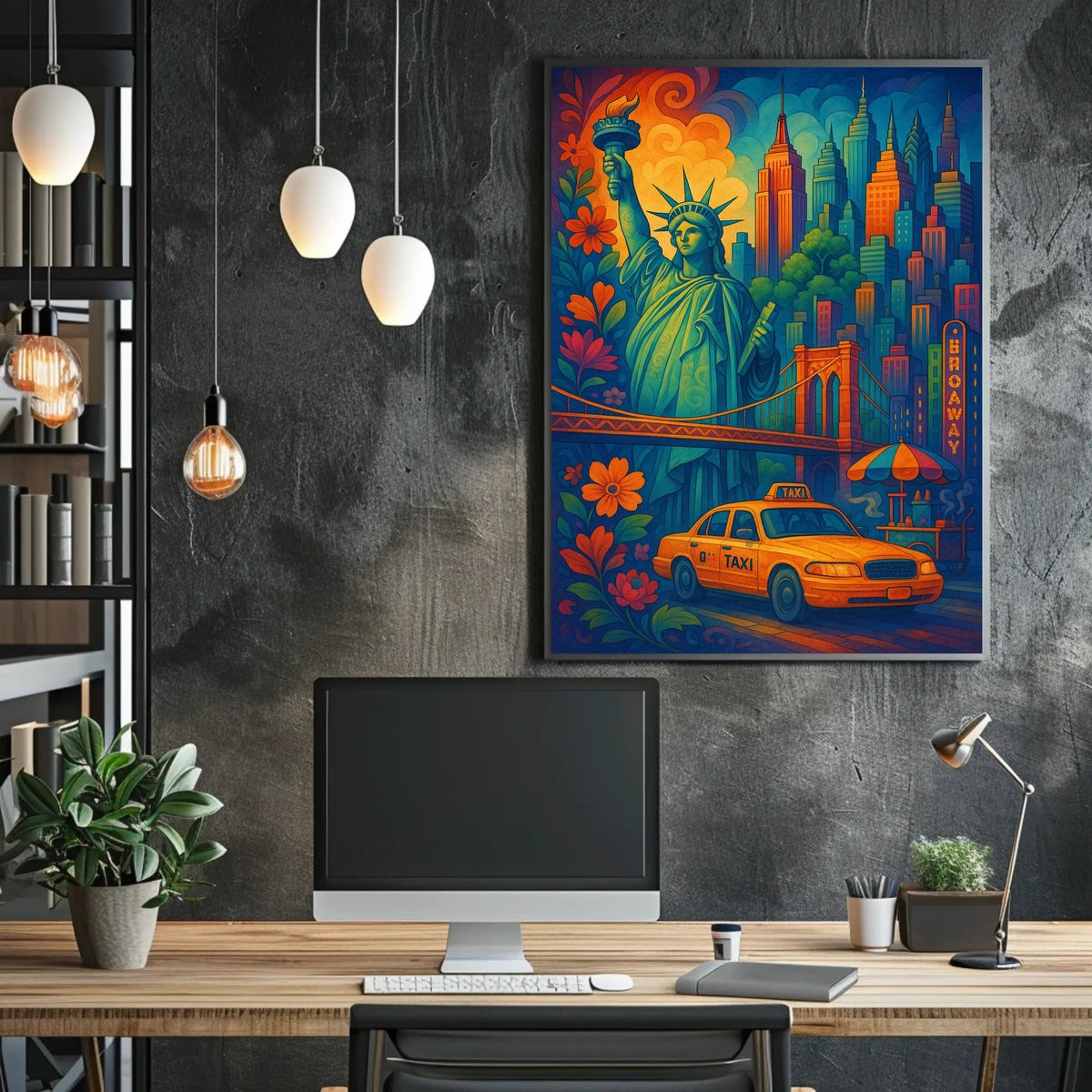 New York City Skyline Iconic Poster Modern Wall Art