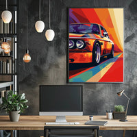 Classic Car Pop Art Poster in Vibrant Illustration PosterGoat