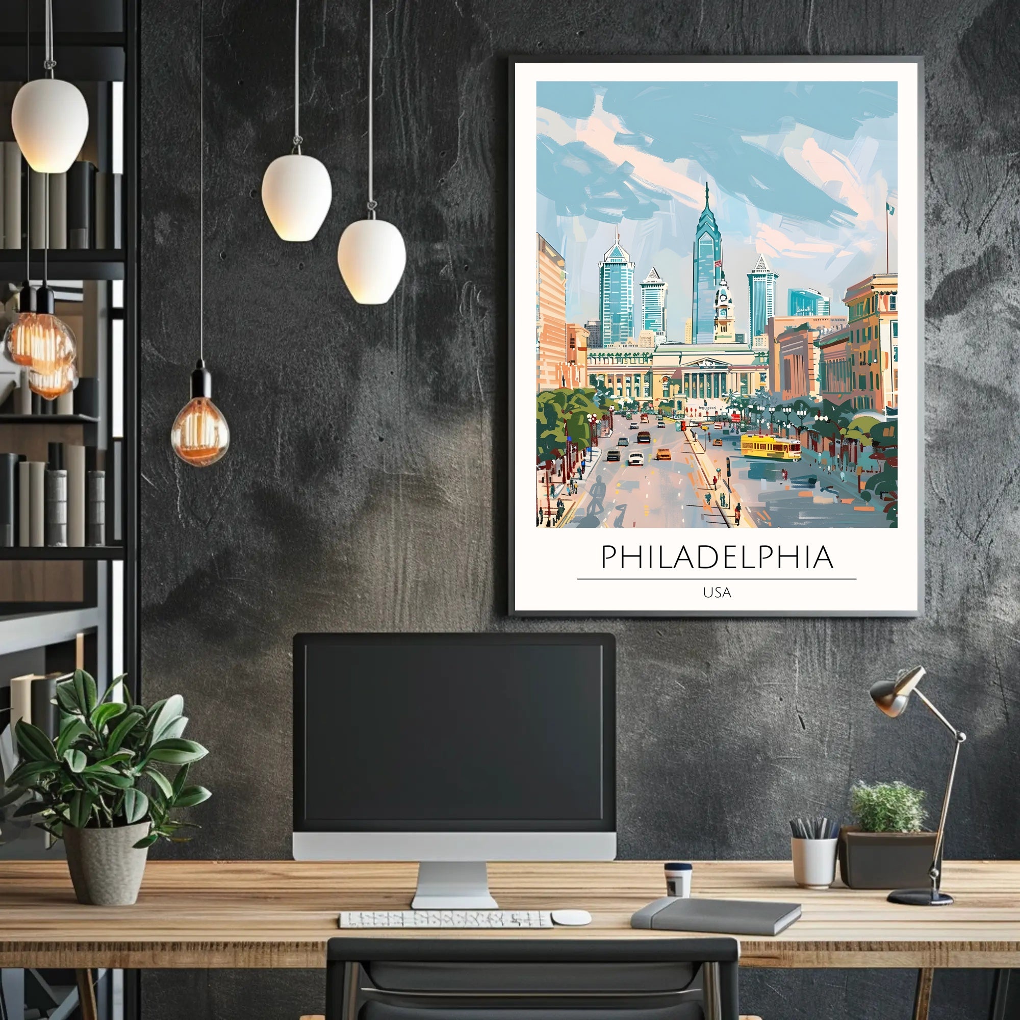 Philadelphia Skyline Art Poster PosterGoat