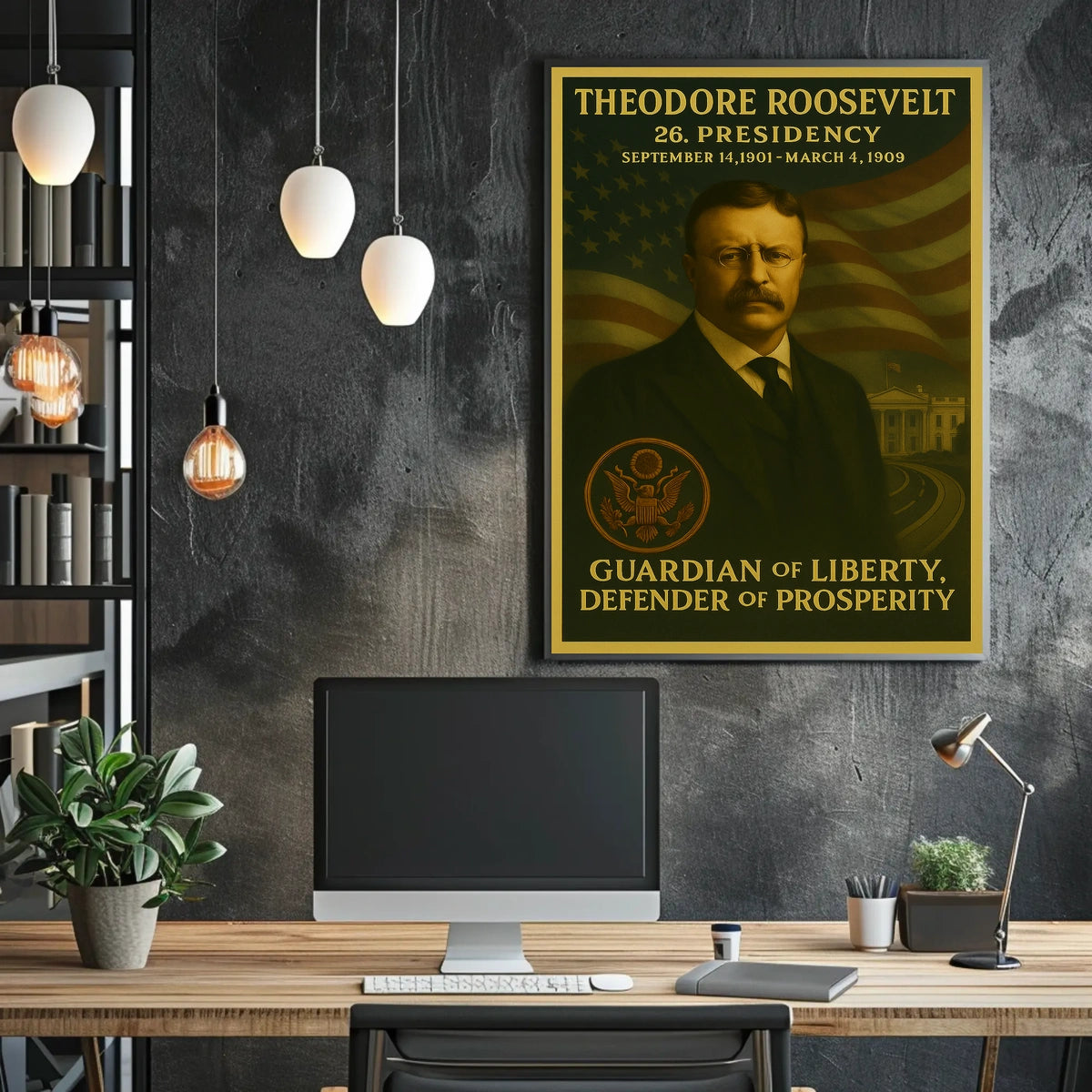 Theodore Roosevelt American Flag Artistic Historical Presidential Poster