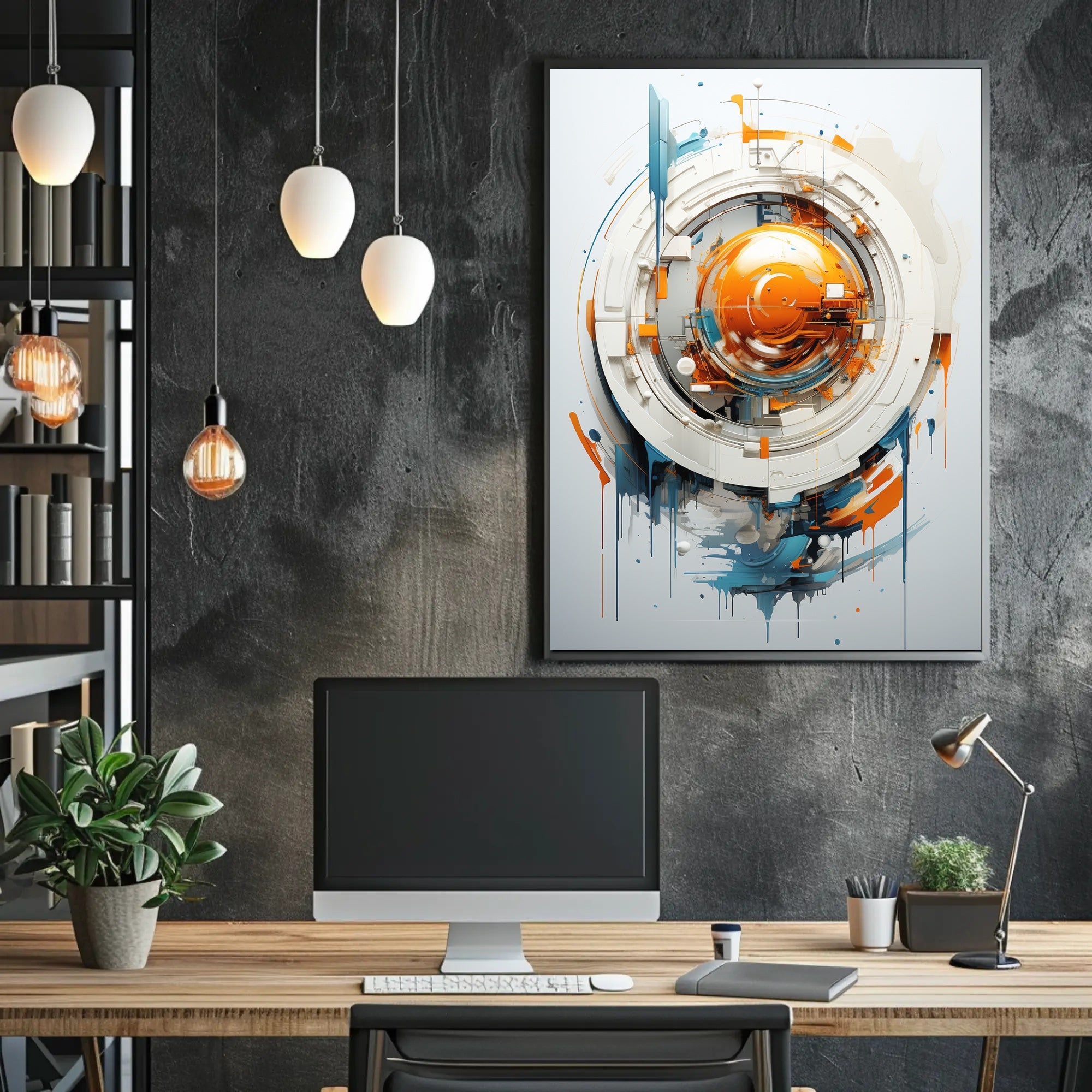 Futuristic Cyberpunk Sci-Fi Mechanical Abstract Art Poster