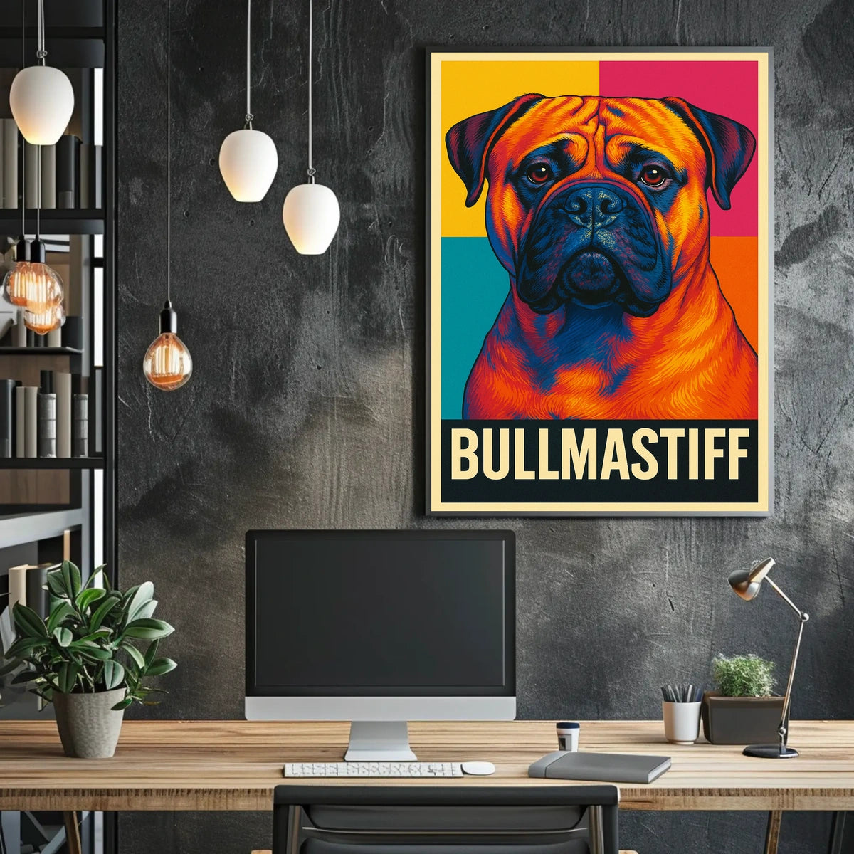 Bullmastiff A Vibrant Portrait Poster