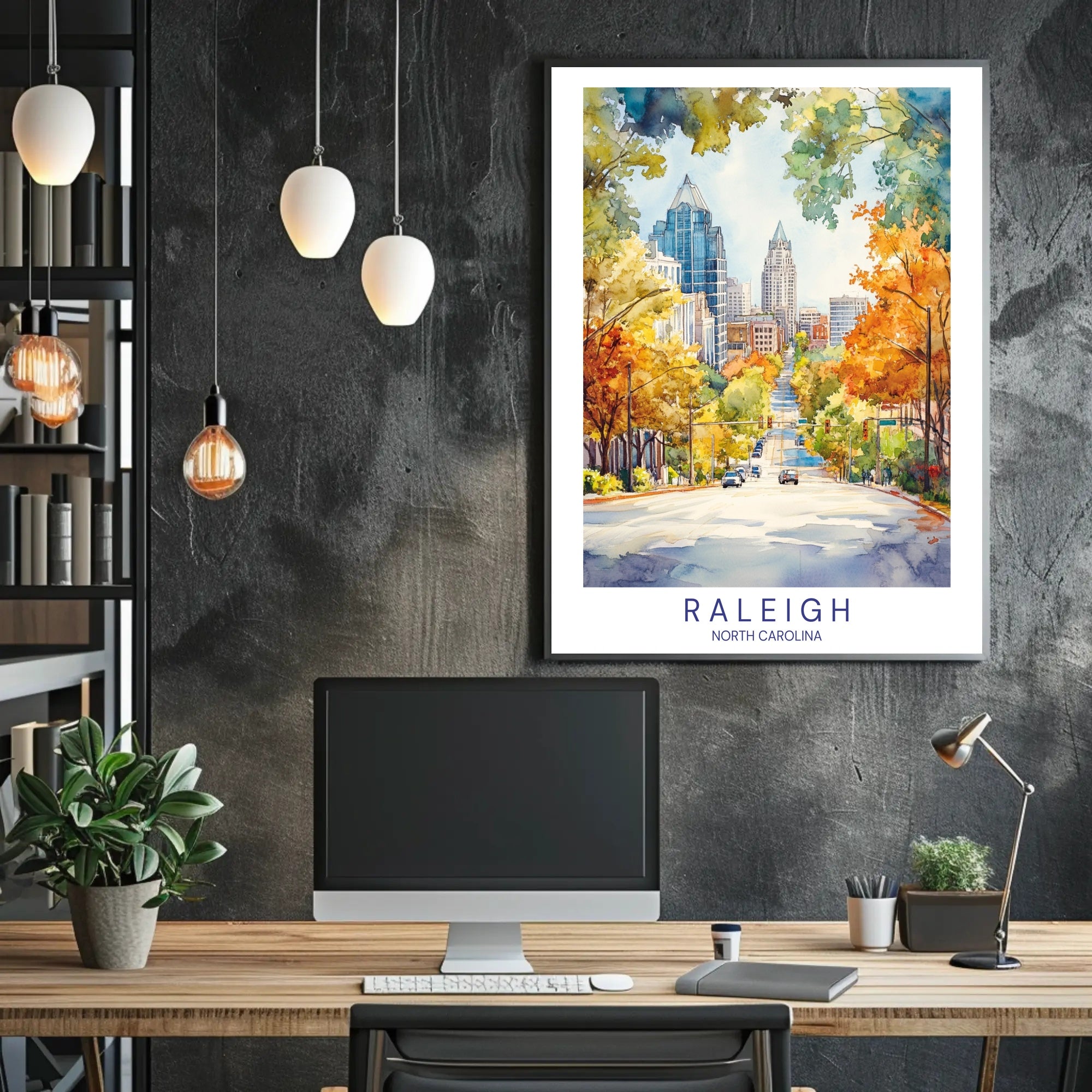 Raleigh Cityscape Poster PosterGoat