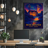 Rochester New York Scenic Travel Poster Vintage Wall Art