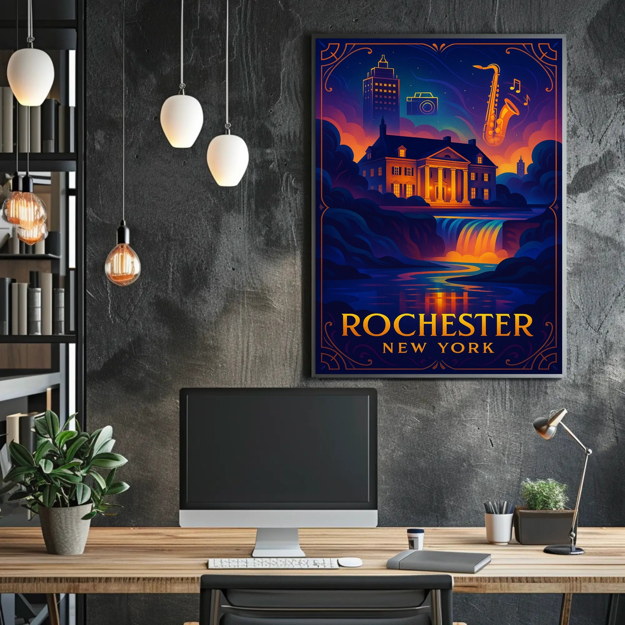 Rochester New York Scenic Travel Poster Vintage Wall Art
