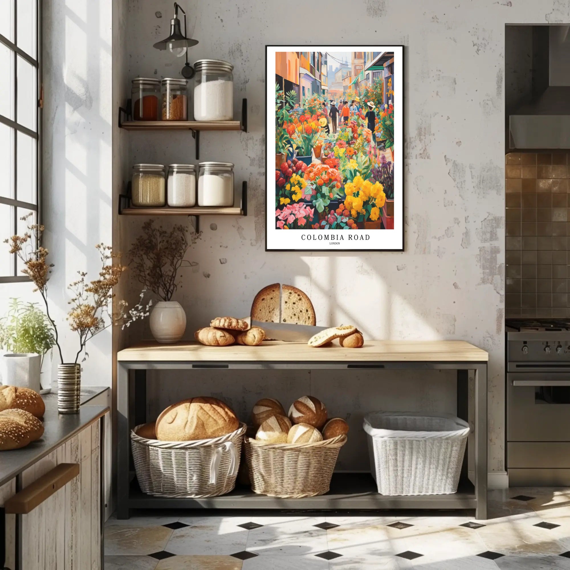 Colombia Road Flower Market Scene Urban or Cityscape Poster PosterGoat