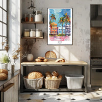 Miami Art Deco Street Scene Vibrant Travel Poster PosterGoat