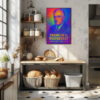 Franklin D. Roosevelt 32nd President of the United States Neon Gradient Overlay Poster