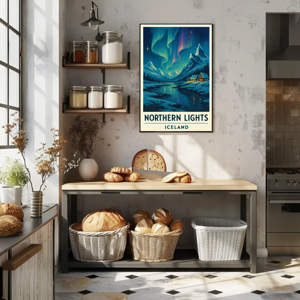 Northern Lights Over Iceland Winter Travel Poster PosterGoat