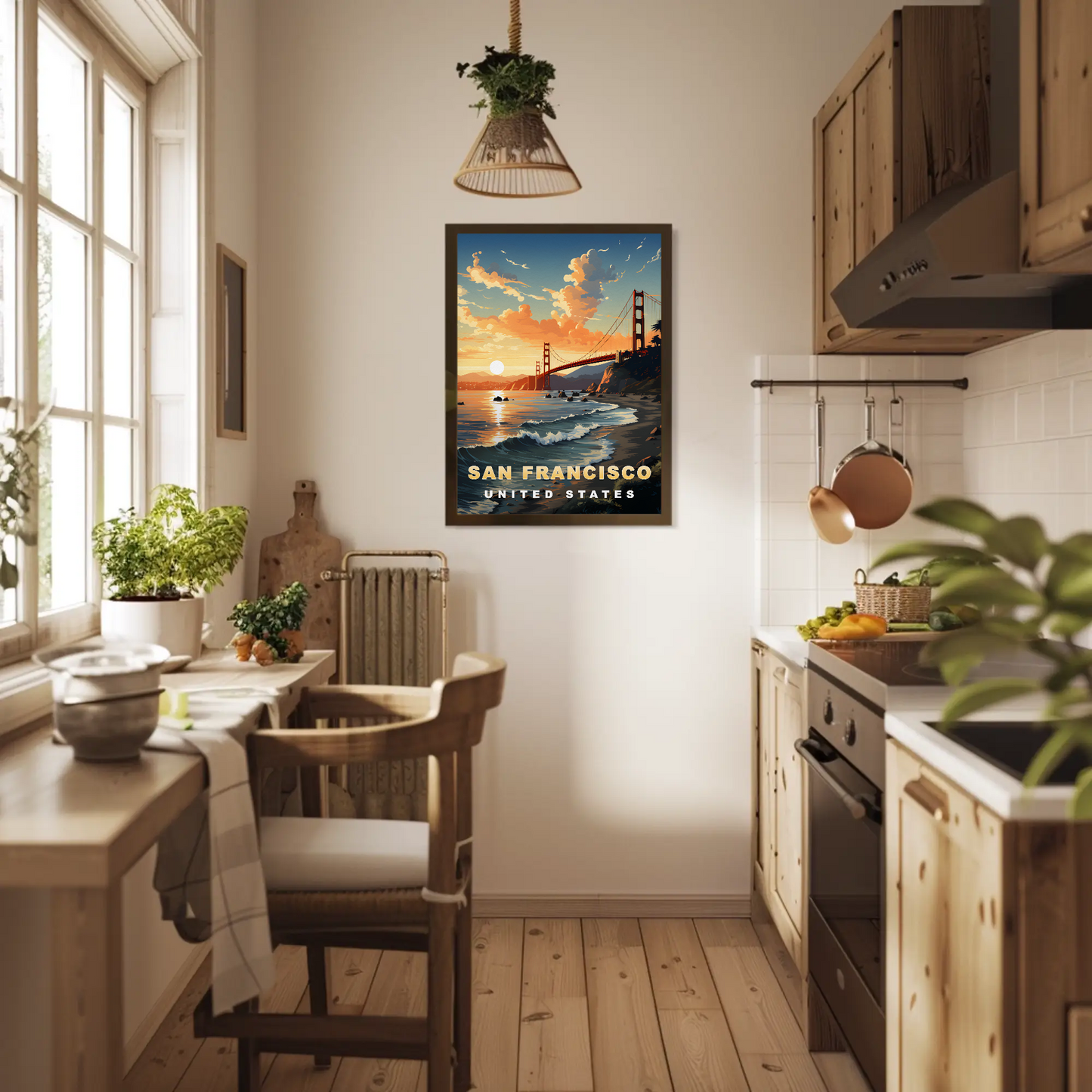 San Francisco Golden Gate Sunset Vintage Travel Poster