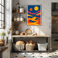 Surreal Cosmic Desert Under Abstract Futuristic Sci-Fi Poster