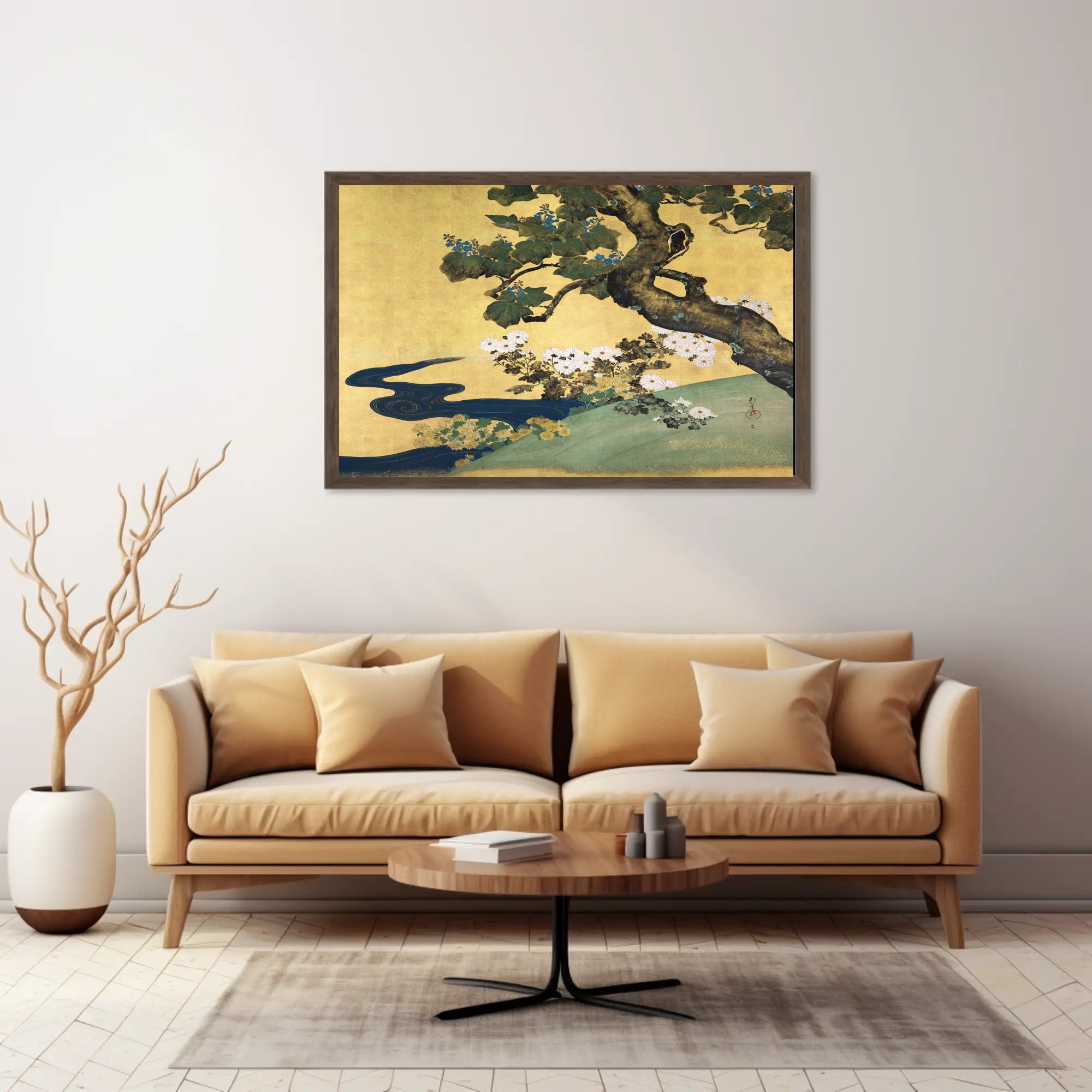 Serene Japanese Landscape Painting in Artistic Poster