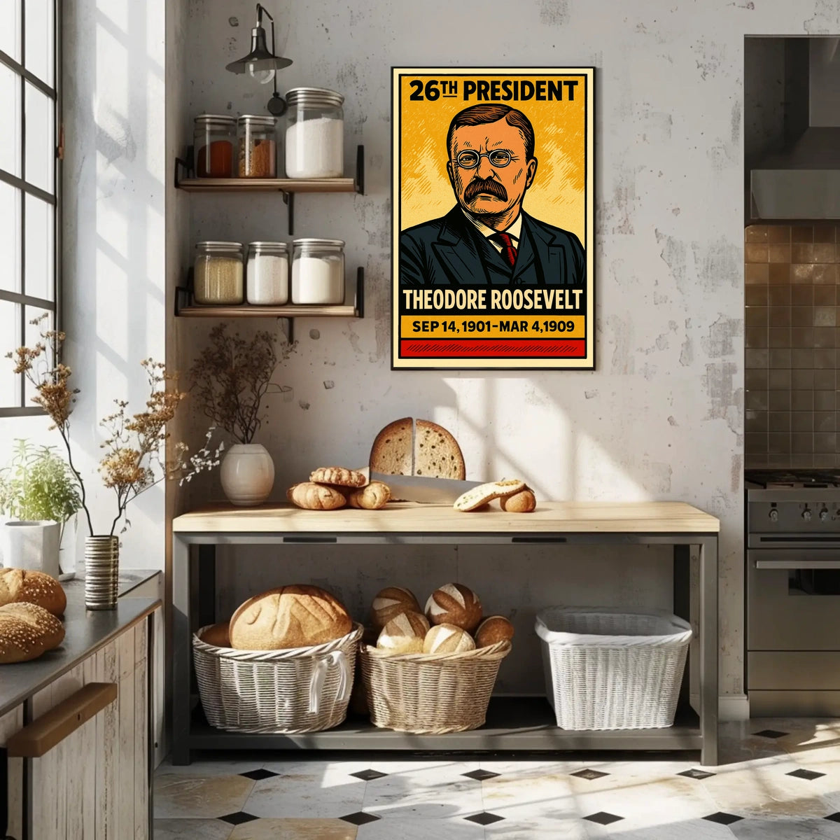 Theodore Roosevelt 26th President of the United States Inked Comic Style Poster