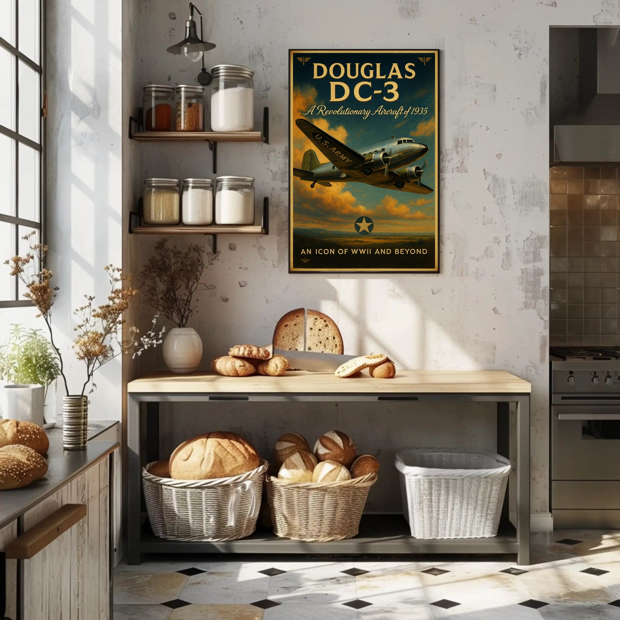 Douglas DC-3 Vintage Aircraft Poster Print