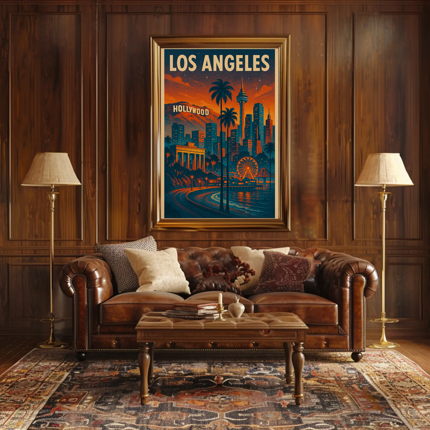 Los Angeles Hollywood Sunset Travel Poster