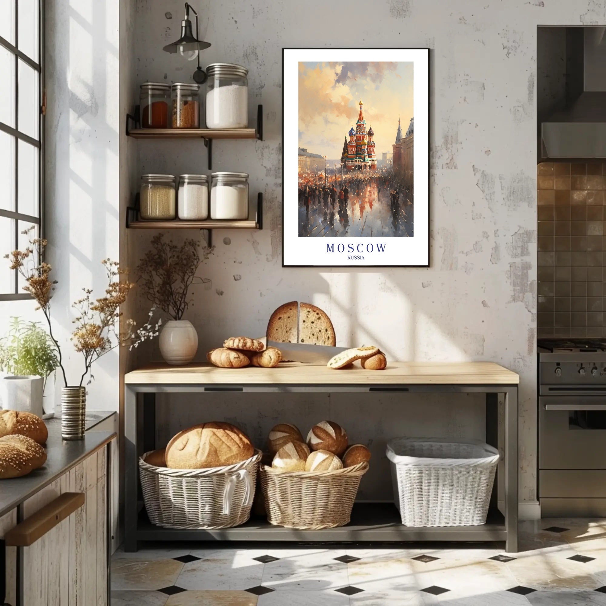 Moscow Urban Life Impressionistic Travel Poster PosterGoat