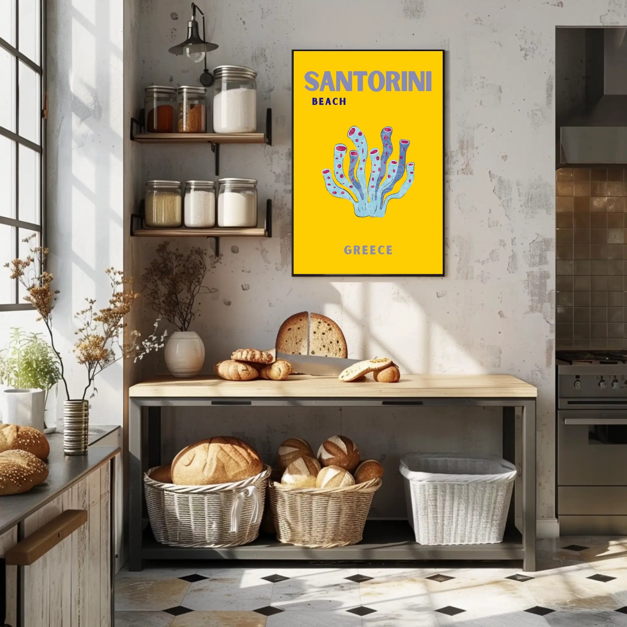 Santorini Greece Travel Poster for Seaside Adventure PosterGoat