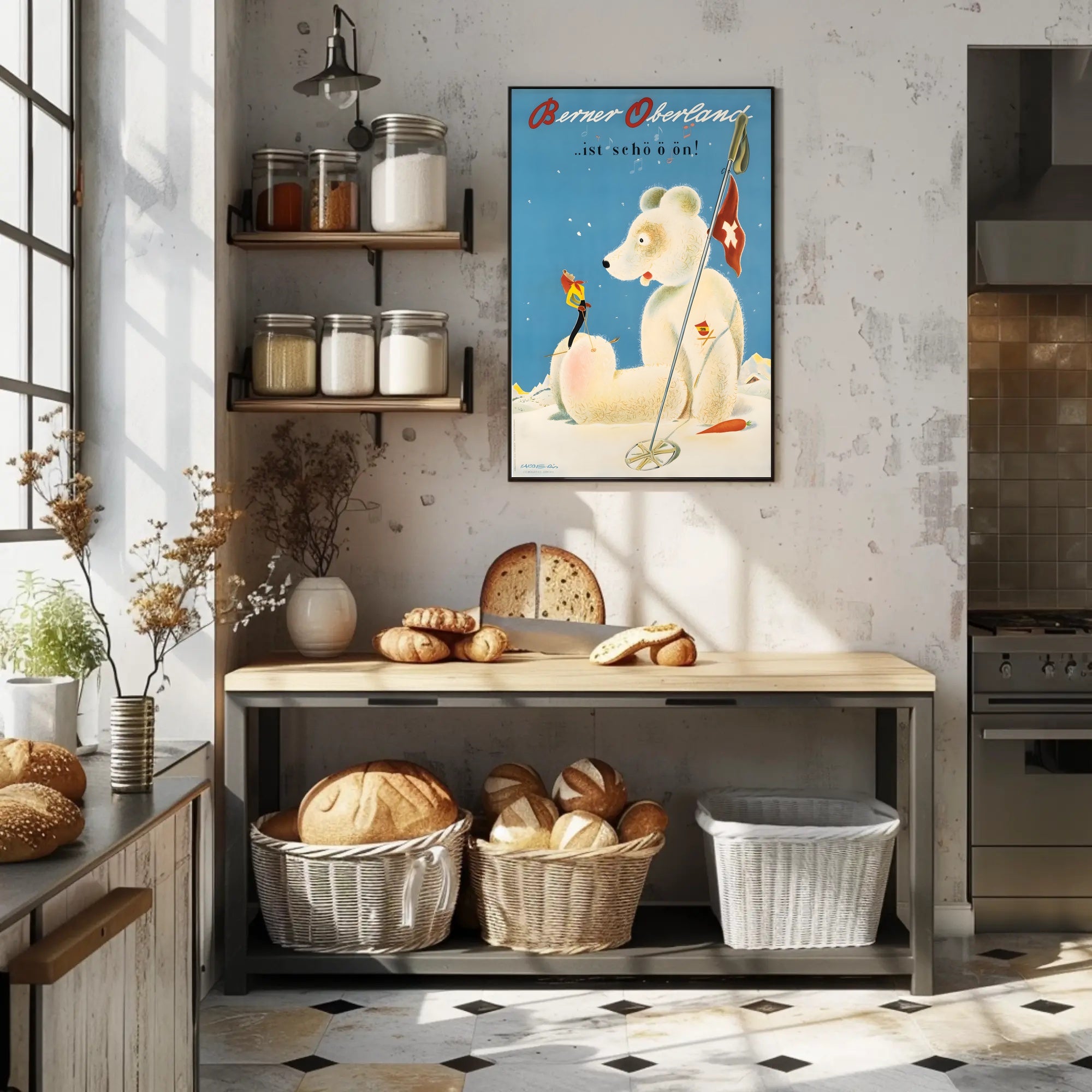 Whimsical Ski Adventure in Alpine Wonderland Travel Poster PosterGoat