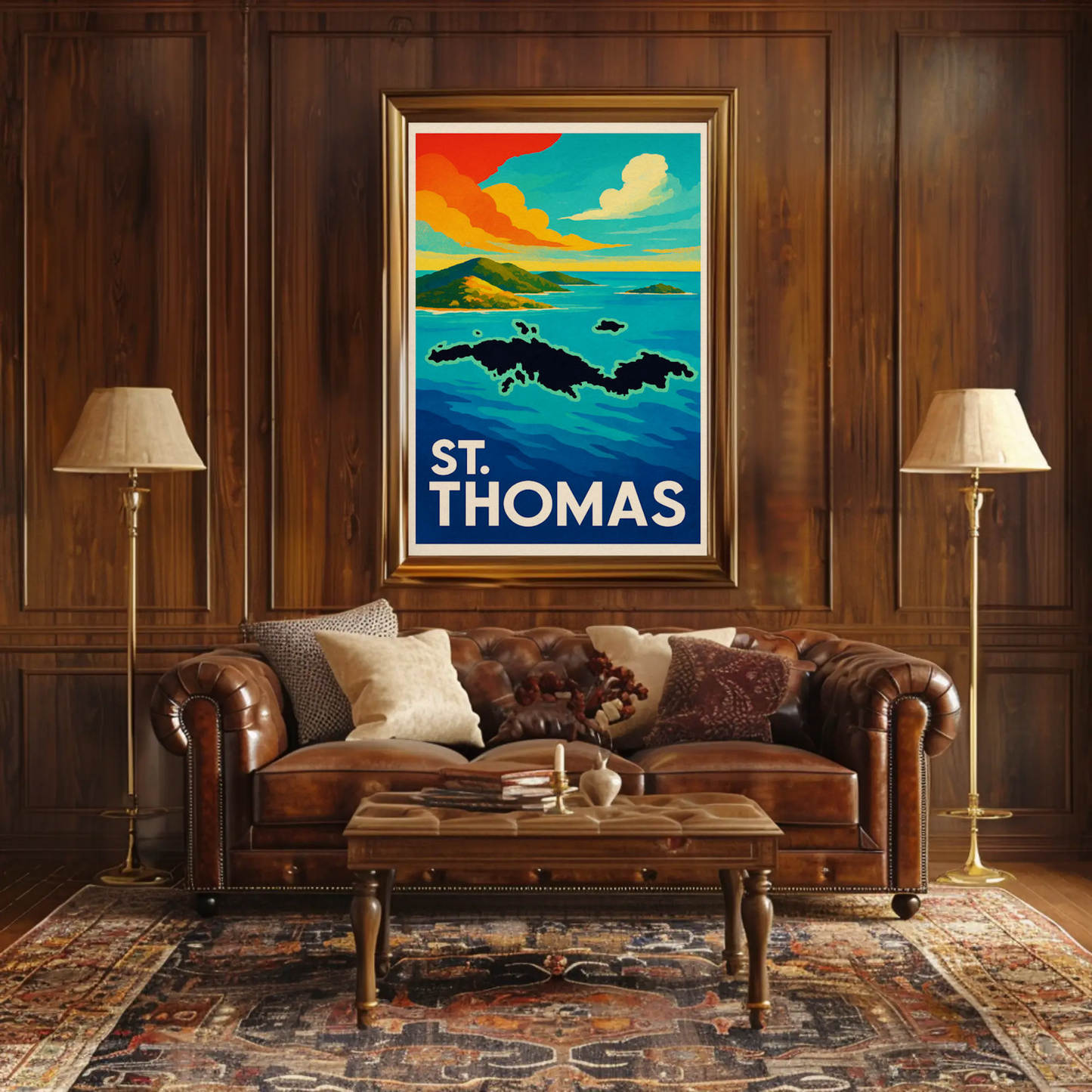 St Thomas Caribbean Island View Colorful Ocean Poster