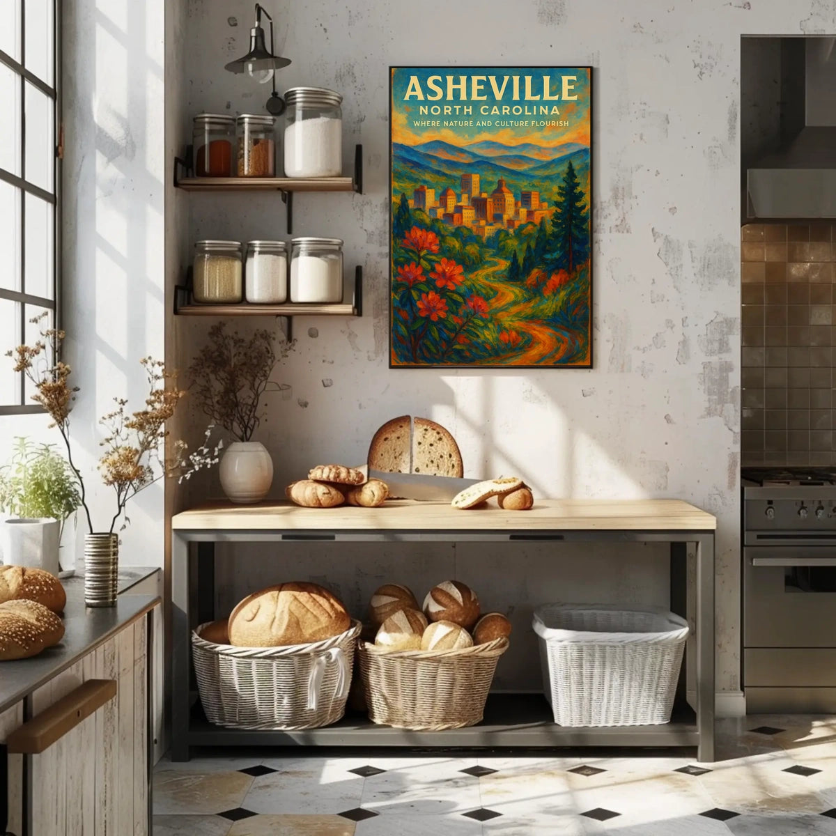 Asheville Nature and Culture Flourish Poster Home Decor