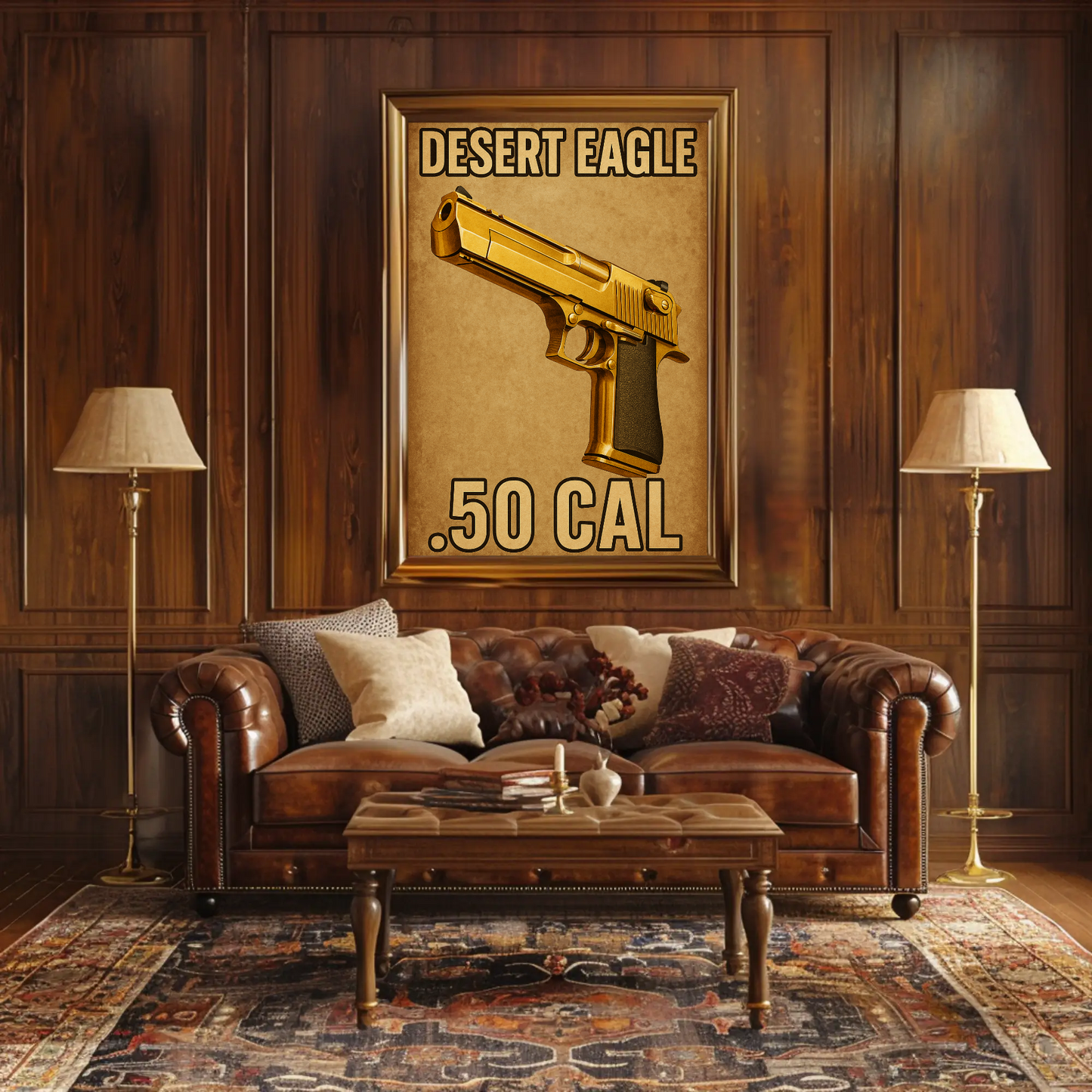 Desert Eagle Golden 50 Cal Metallic Firearm Pistol Gun Poster