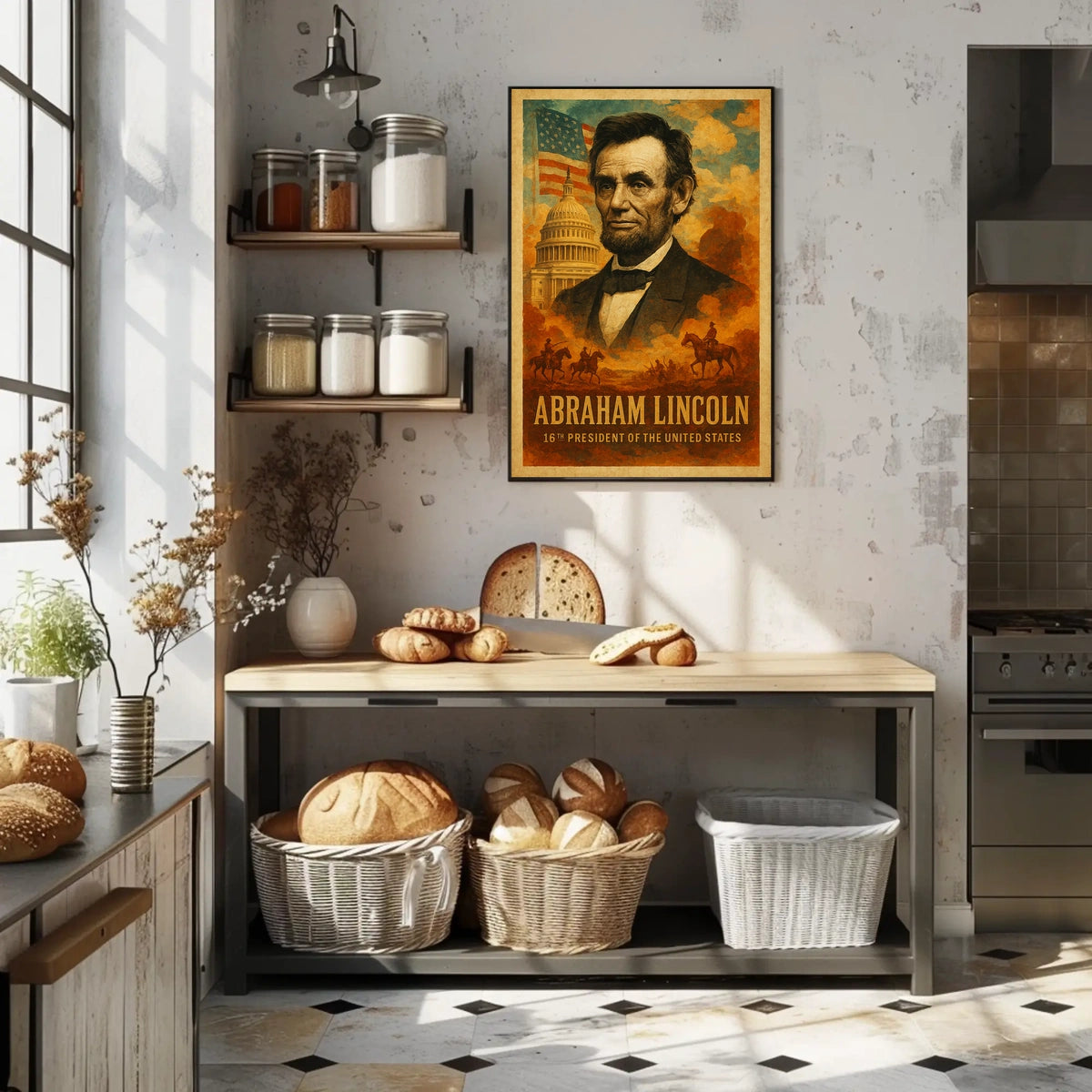 Abraham Lincoln 16th President of the United States Layered Digital Collage Poster