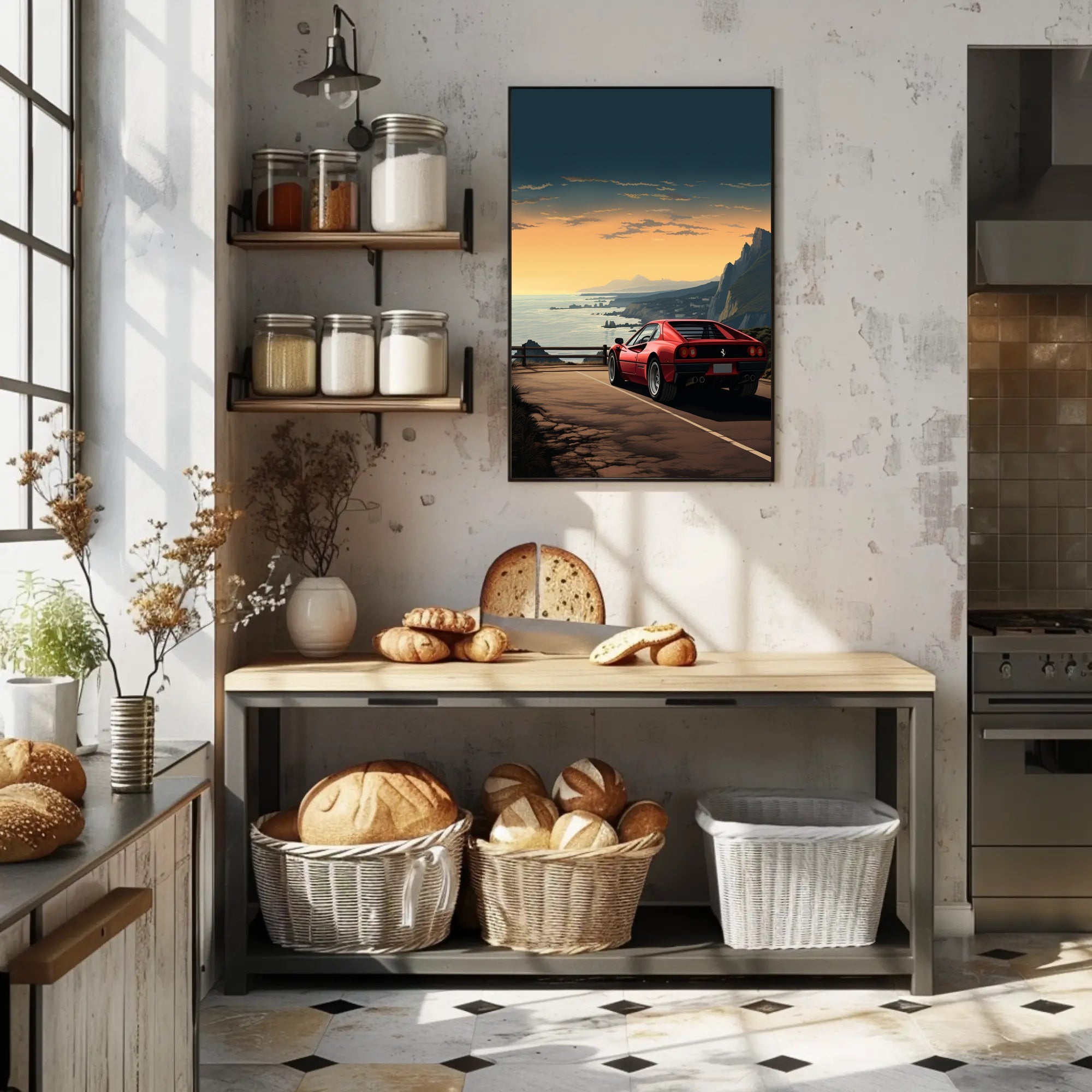 Sunset Drive Along the Coast Poster PosterGoat