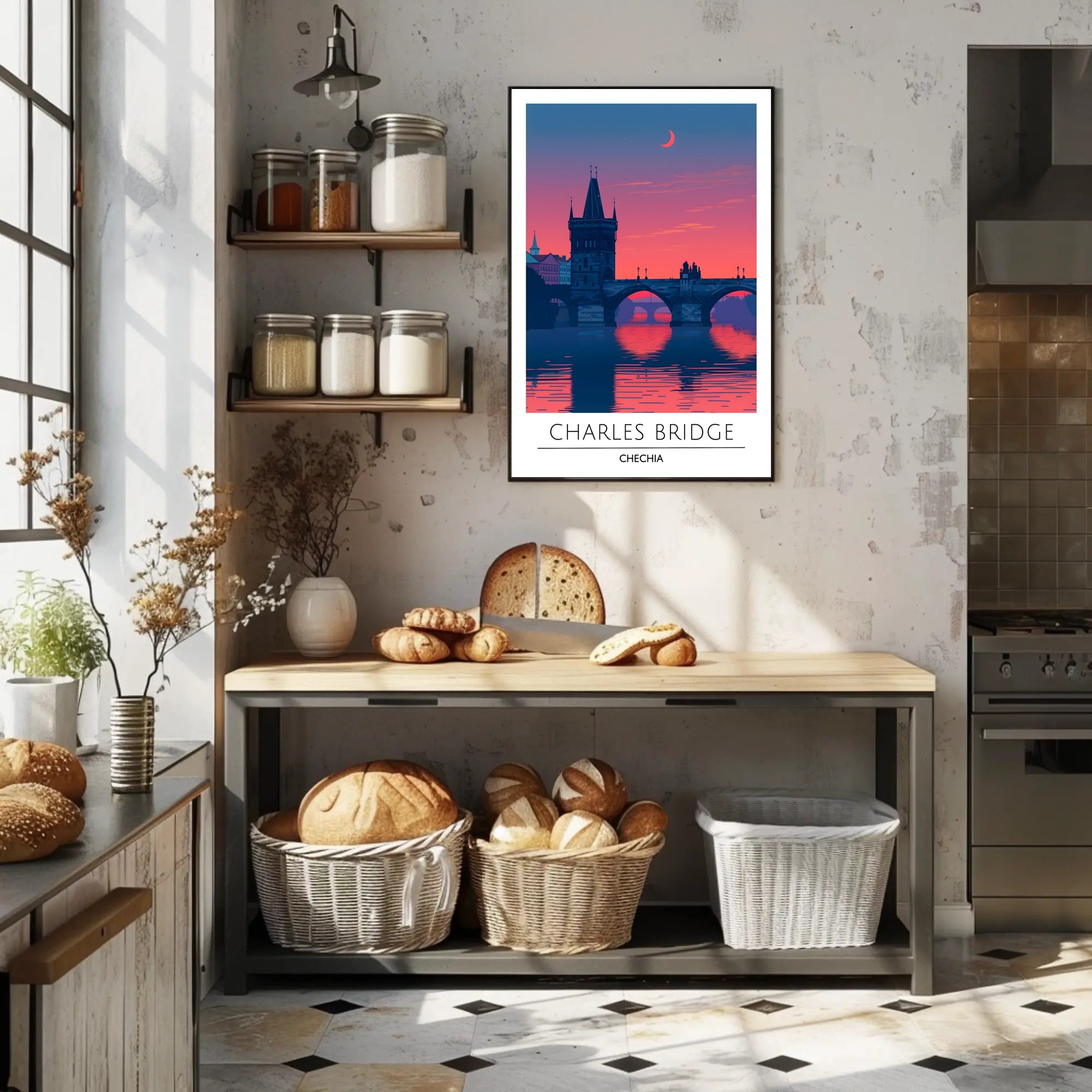 Charles Bridge Twilight Artistry Cultural or Heritage Poster