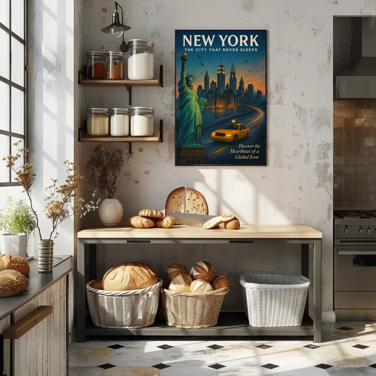 New York City Iconic Poster Vintage Travel Wall Art