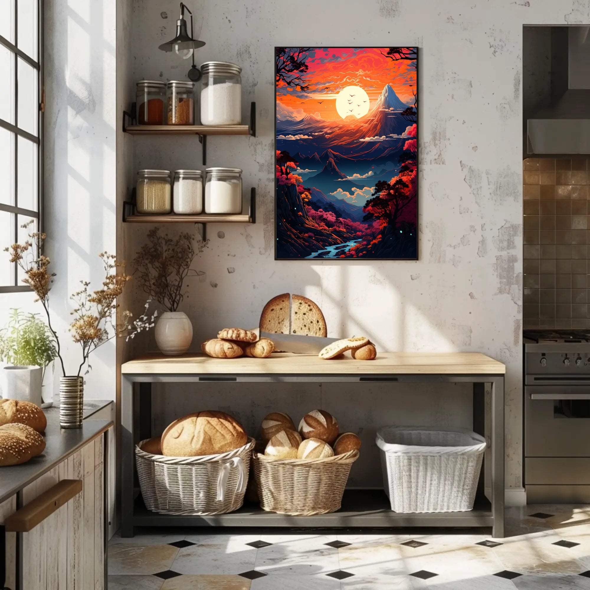 Enchanted Sunset Over Mountains Poster