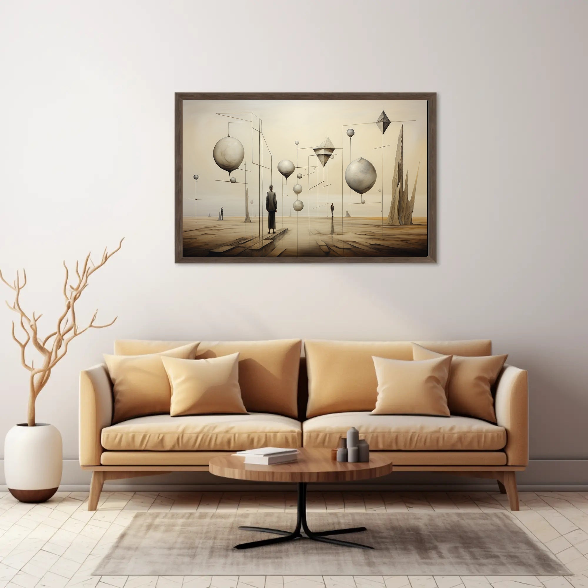 Surrealistic Dreamscape with Abstract Human Figures Artistic Poster