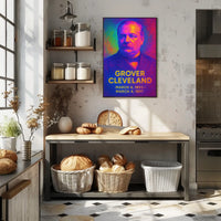 Grover Cleveland 24th President of the United States Neon Gradient Overlay Poster