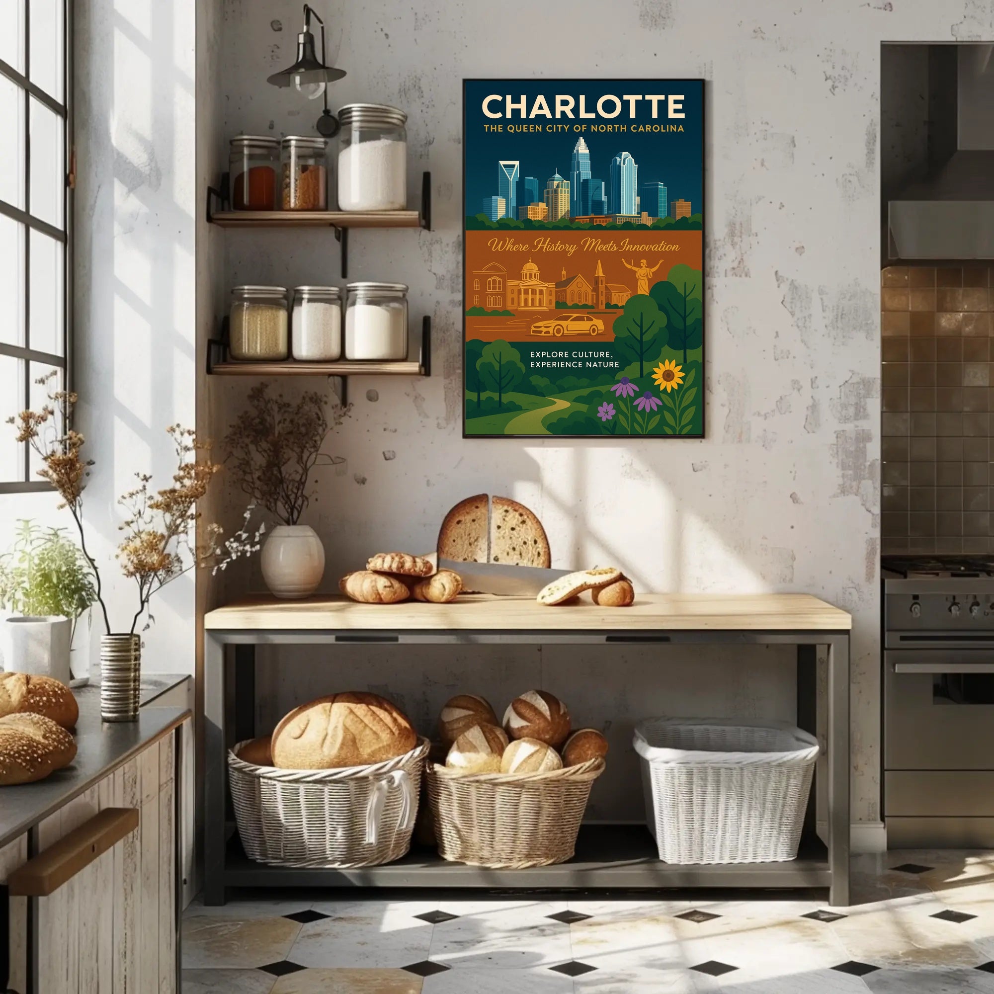 Charlotte's Skyline and Heritage Urban or Cityscape Poster PosterGoat