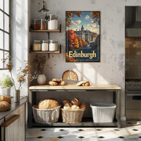 Edinburgh Autumn Cityscape: Vintage Travel Poster