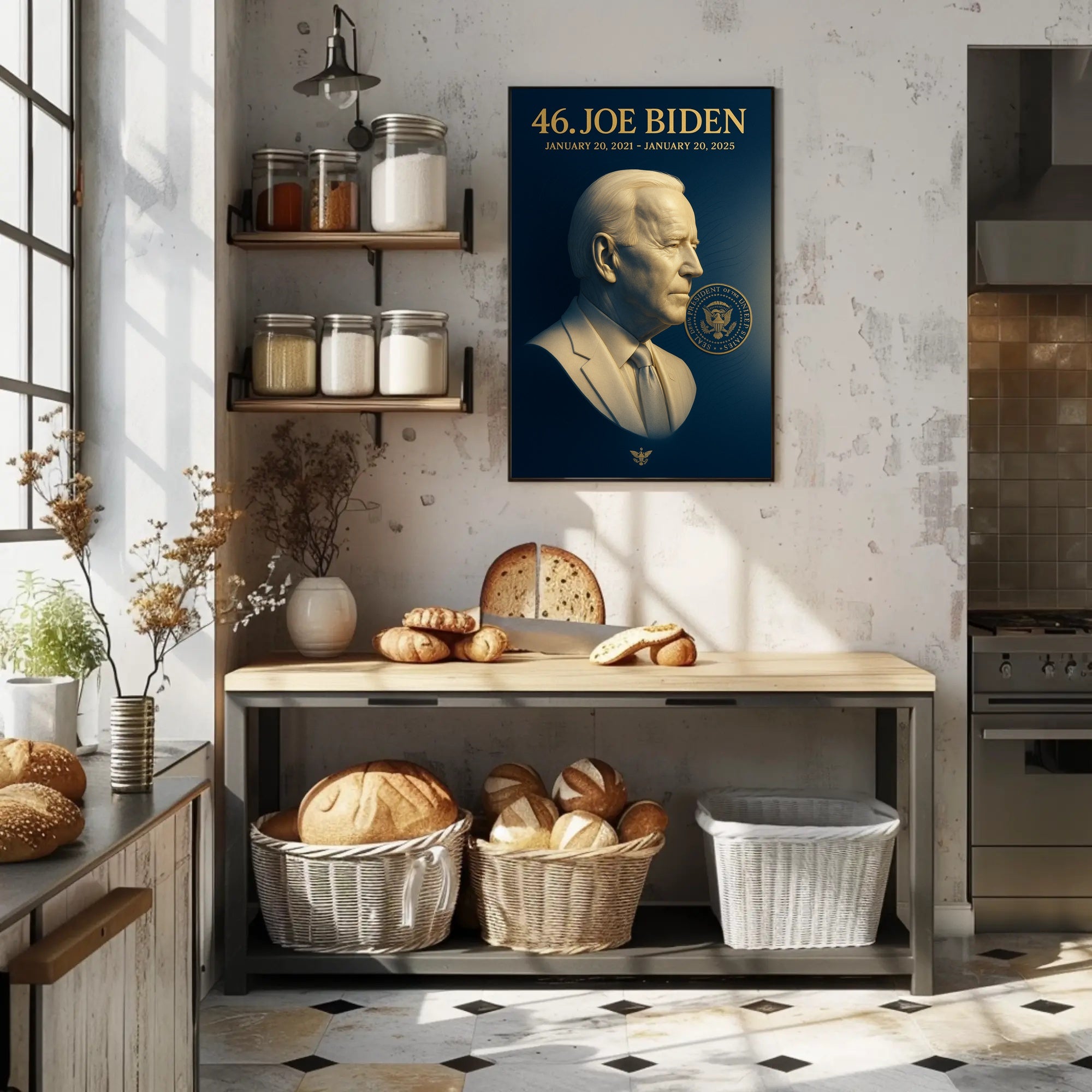 Joe Biden 3d bust 46th President Poster PosterGoat