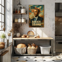 Barack Obama 44th President of the United States Layered Digital Collage Poster