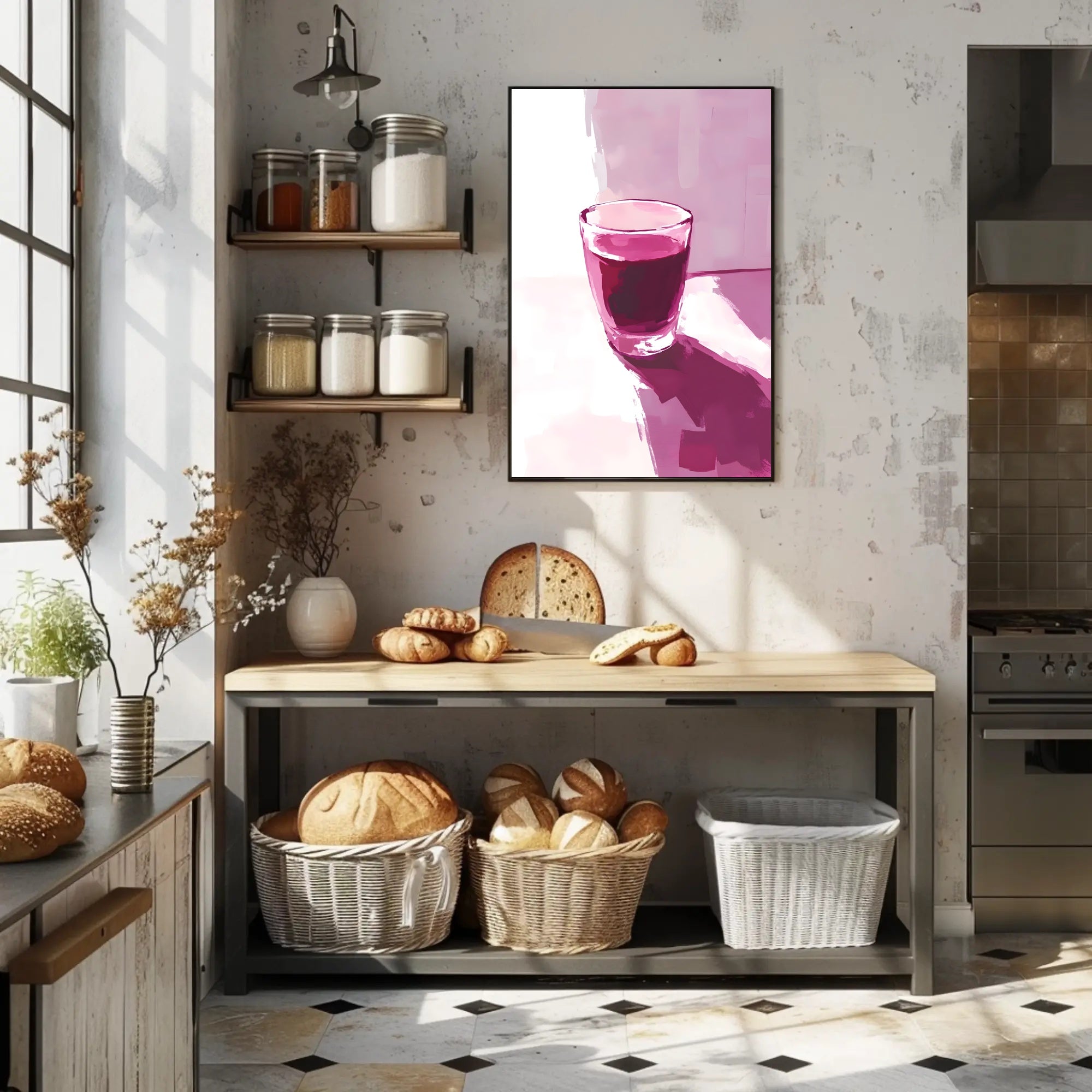 Glass Of Red Abstract Poster Wall Art Print