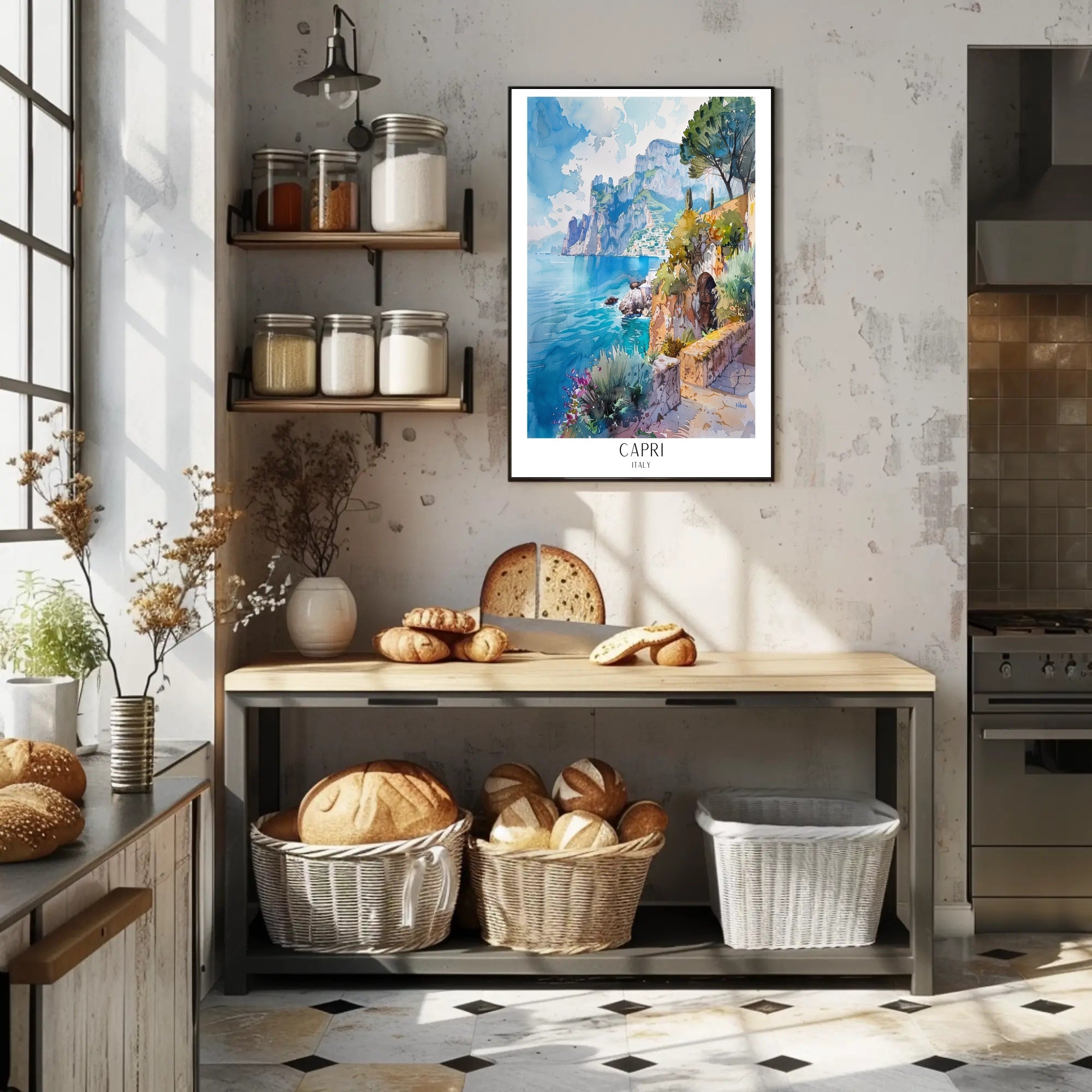 Capri Italy Watercolor Travel Poster PosterGoat